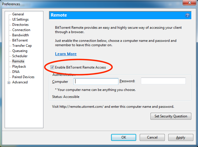 torrent client with remote access